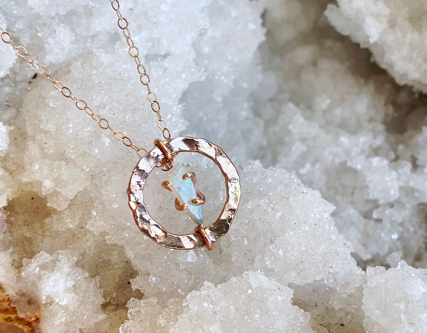 Australian Crystal Opal Necklace in Rose Gold