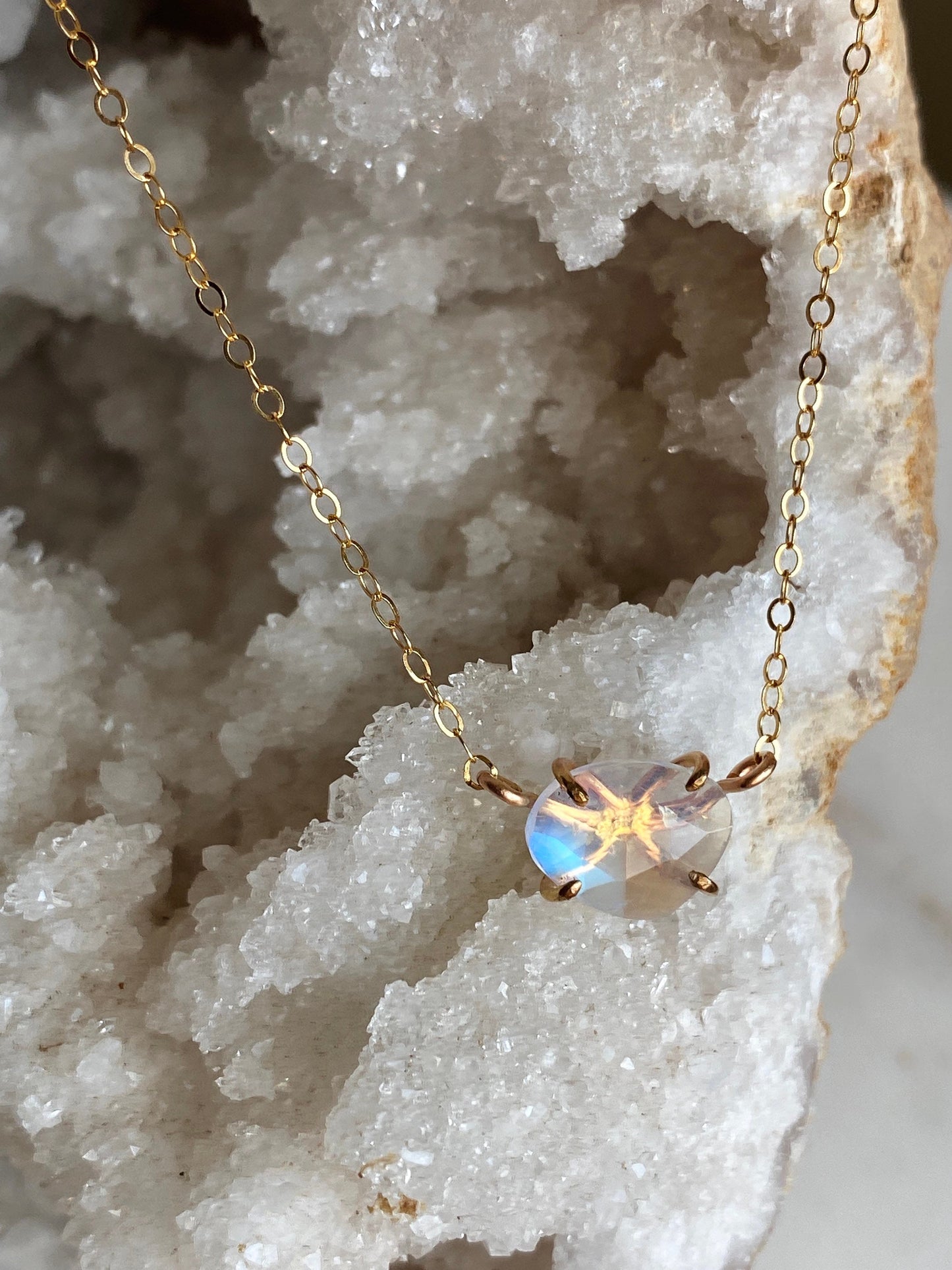 Rose Cut Moonstone Necklace