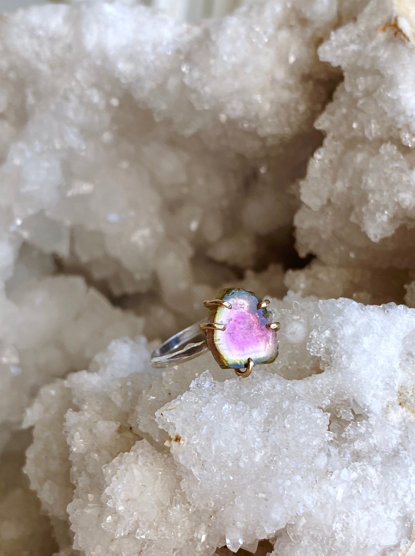 Watermelon Tourmaline Slice Ring