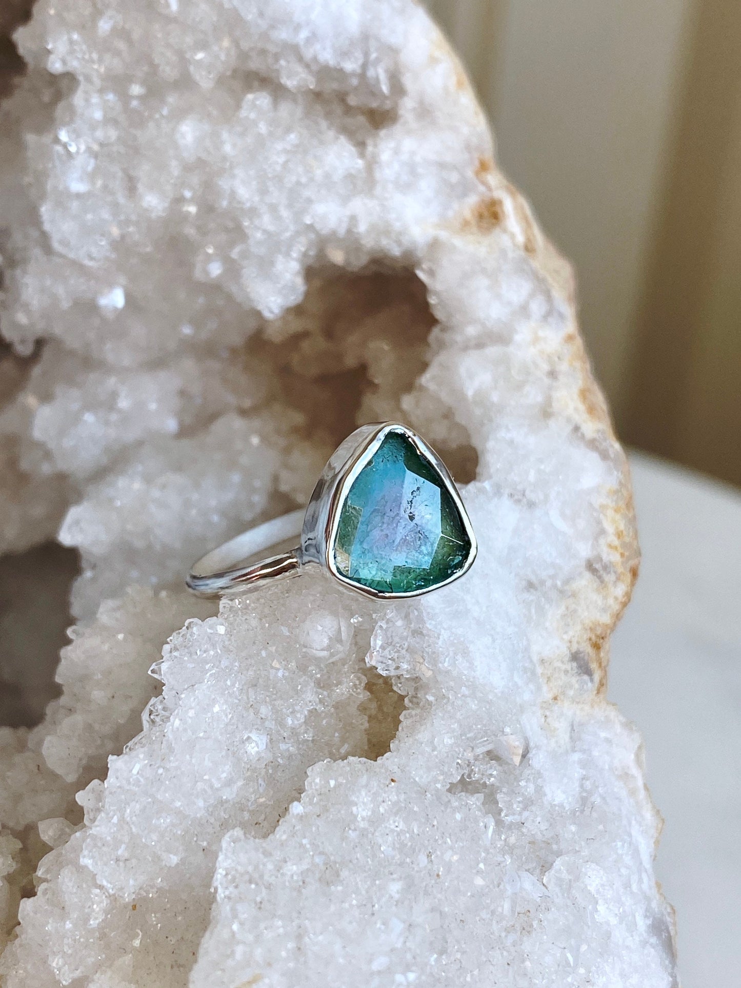 Rose Cut Watermelon Tourmaline Ring