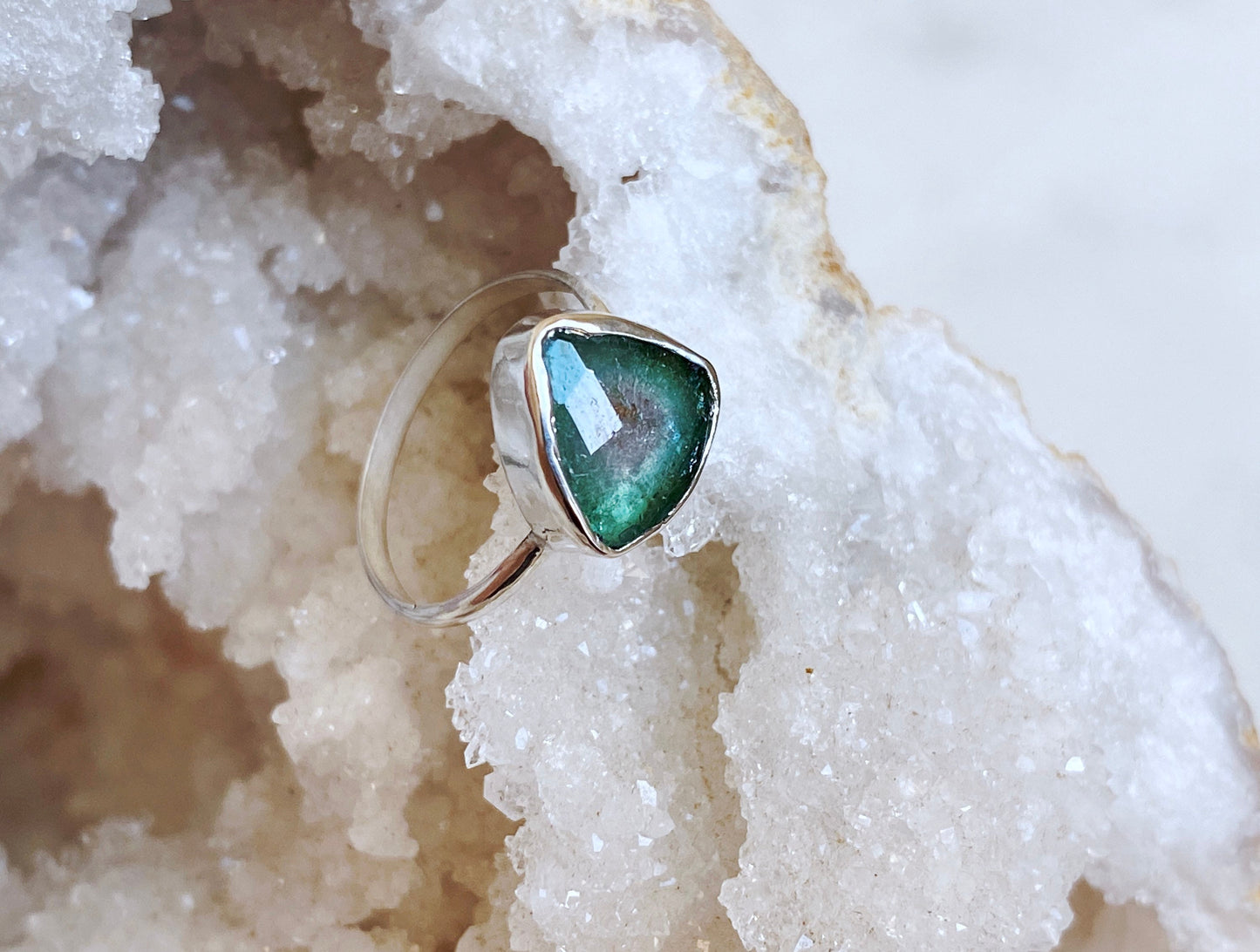 Rose Cut Watermelon Tourmaline Ring