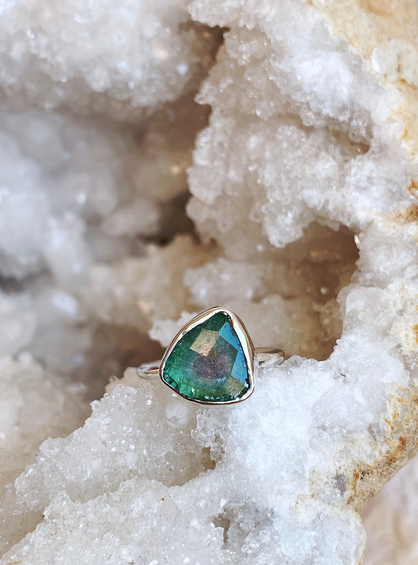 Rose Cut Watermelon Tourmaline Ring
