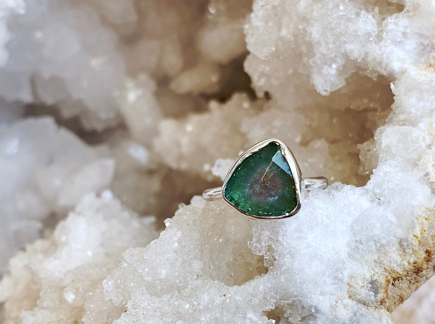 Rose Cut Watermelon Tourmaline Ring
