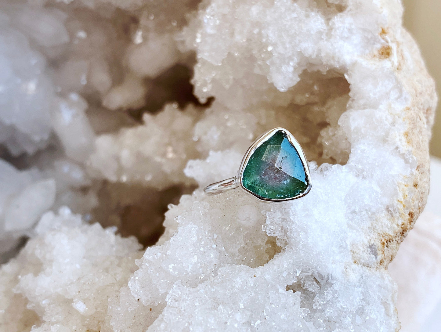 Rose Cut Watermelon Tourmaline Ring