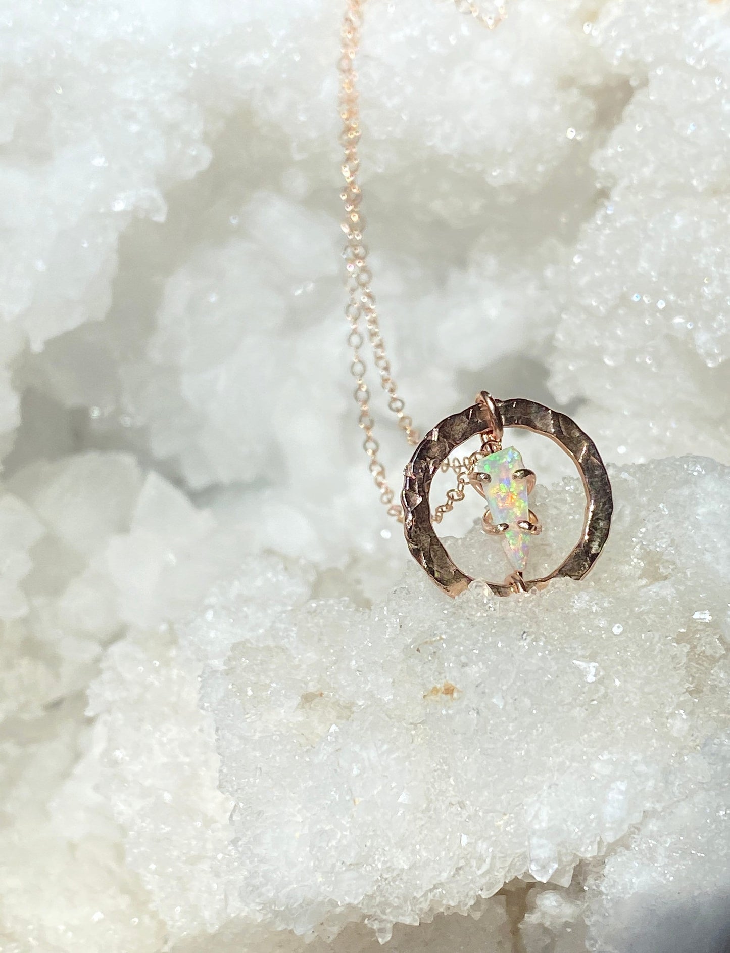 Australian Crystal Opal Necklace in Rose Gold