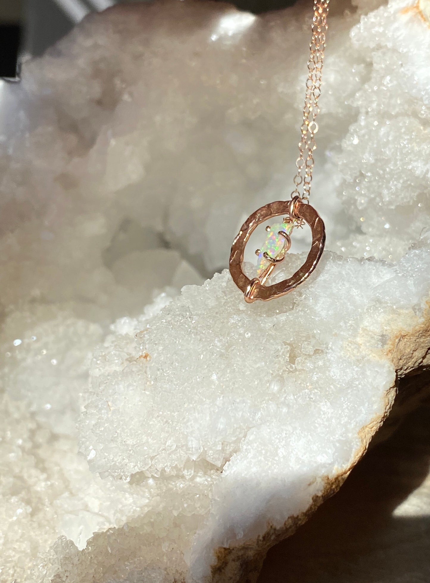 Australian Crystal Opal Necklace in Rose Gold