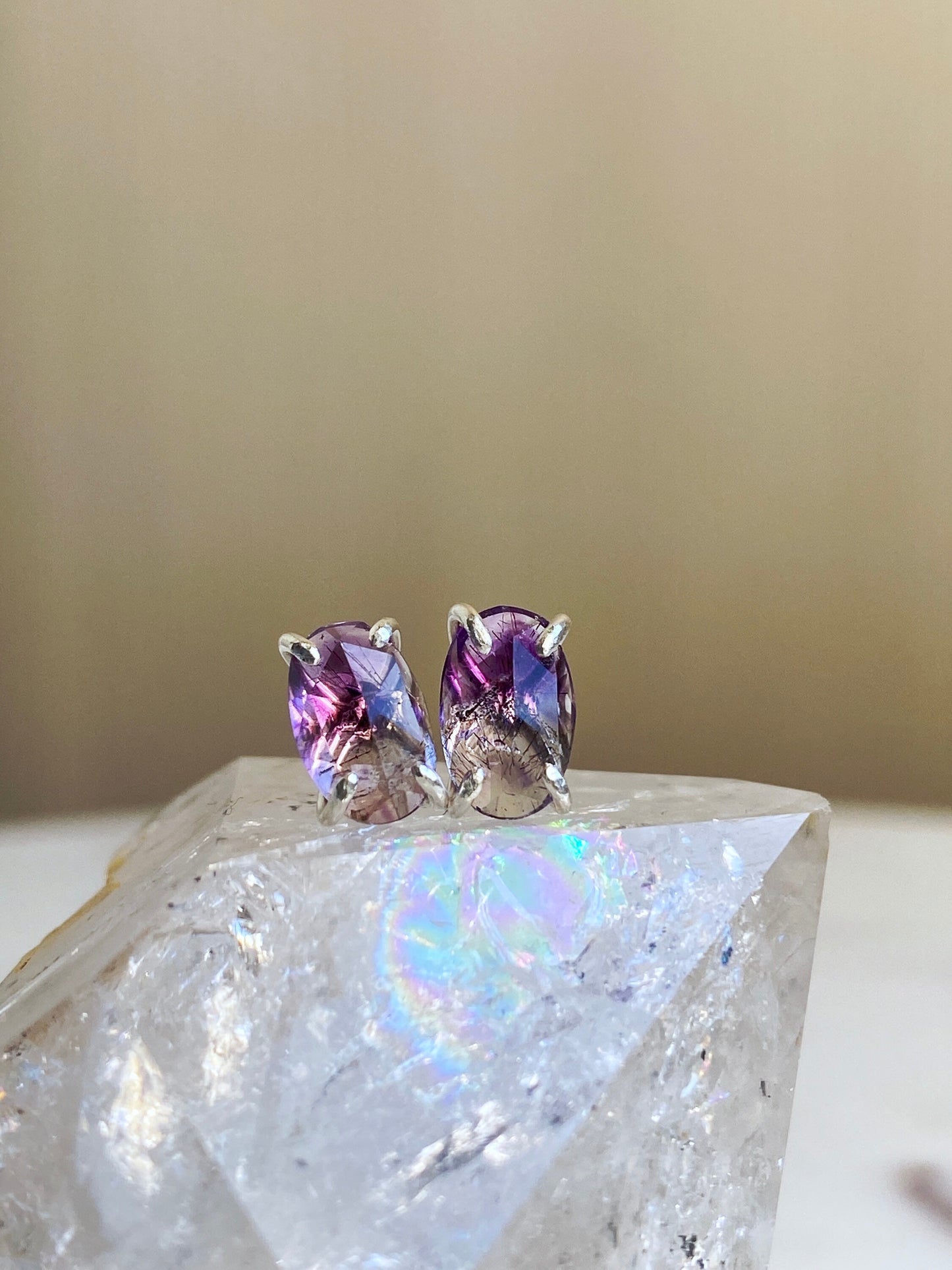 Rose Cut Amethyst Earrings