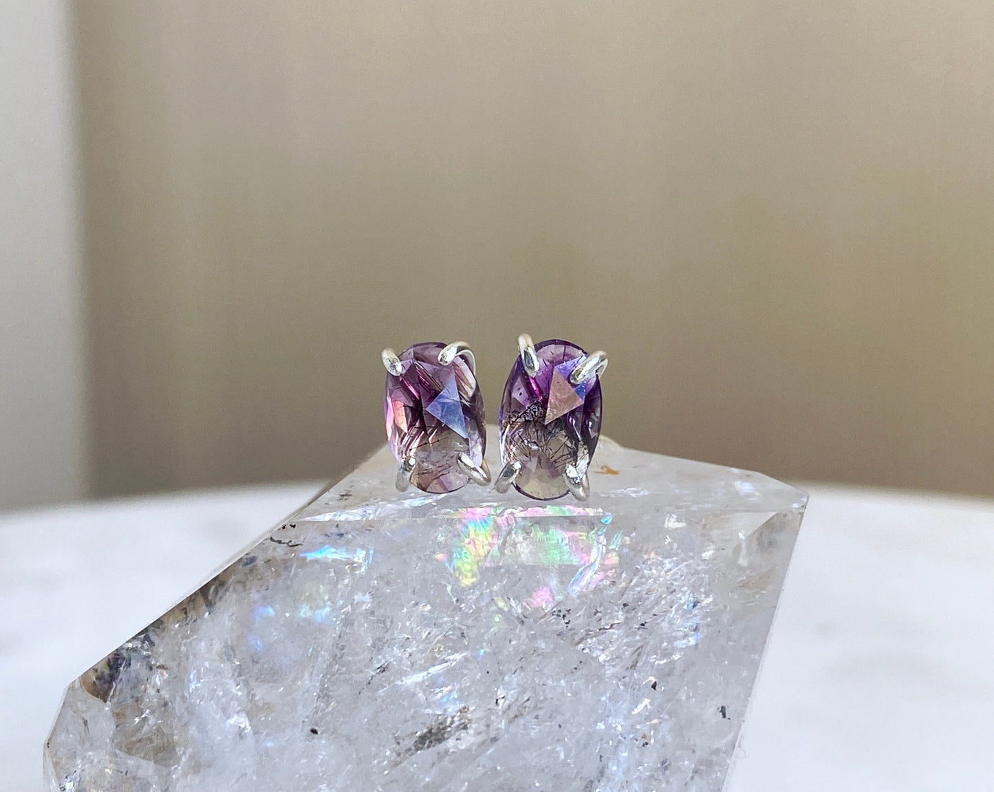 Rose Cut Amethyst Earrings