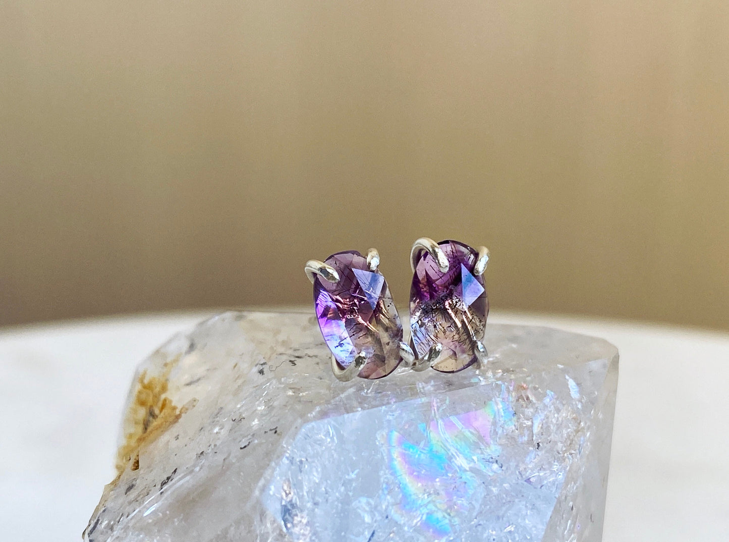 Rose Cut Amethyst Earrings