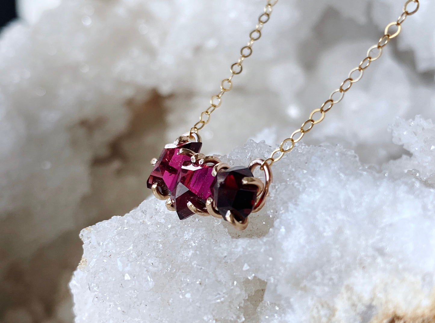 Rose Cut Rhodolite Garnet Necklace