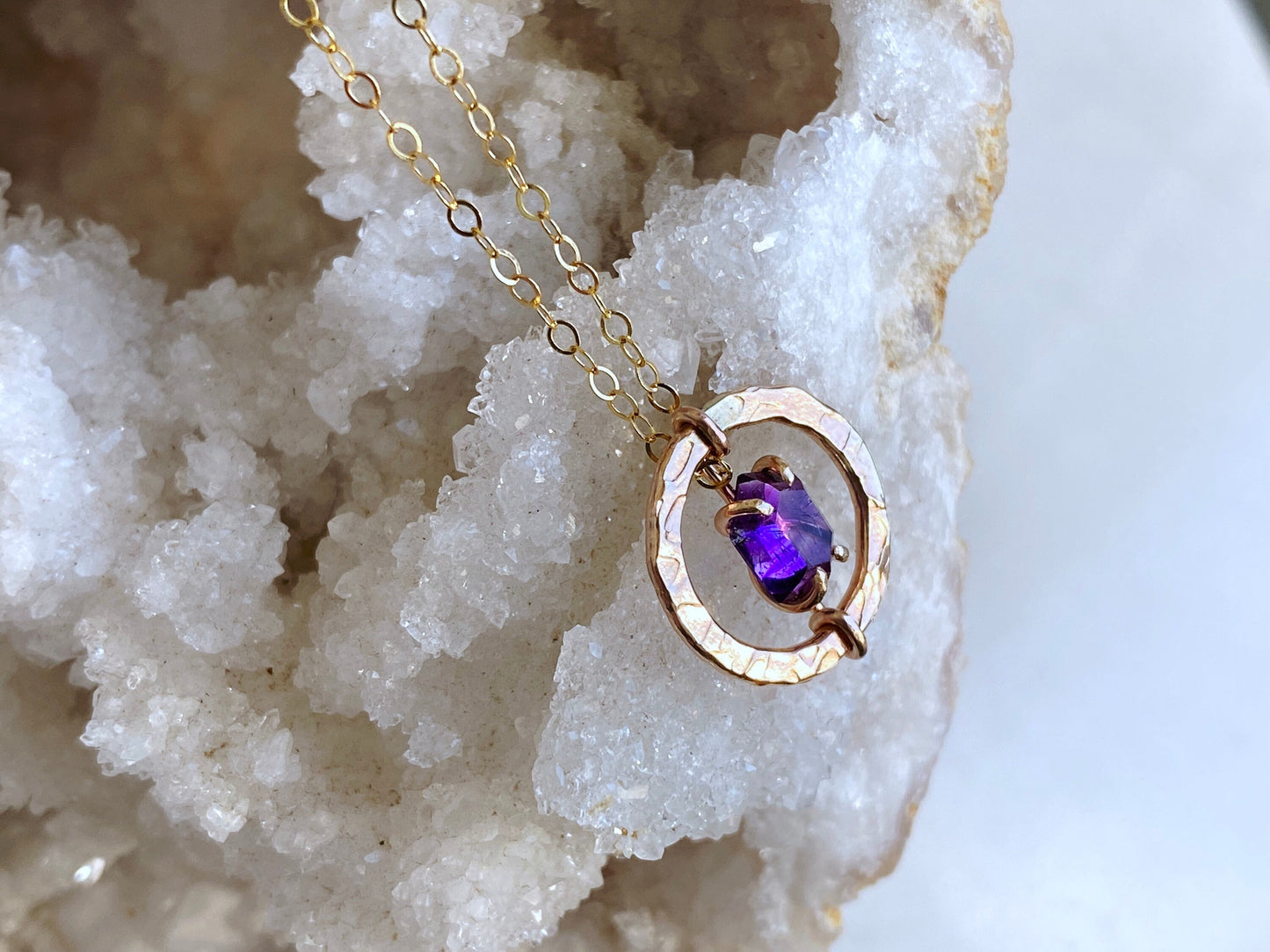 Gold + Rose Cut Amethyst Necklace
