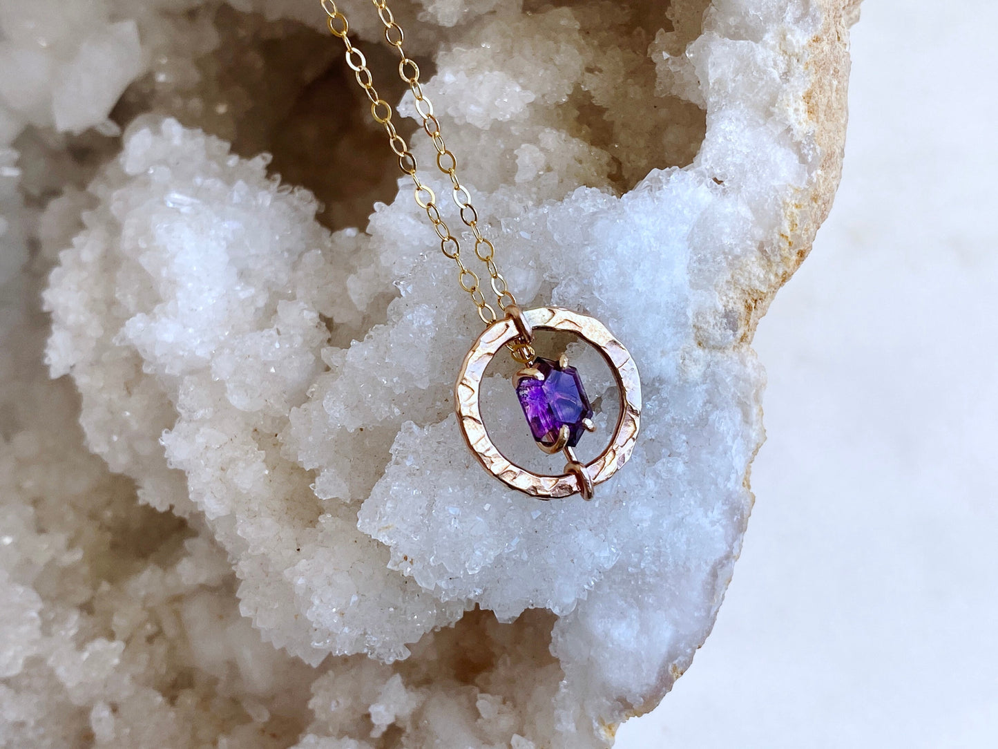 Gold + Rose Cut Amethyst Necklace
