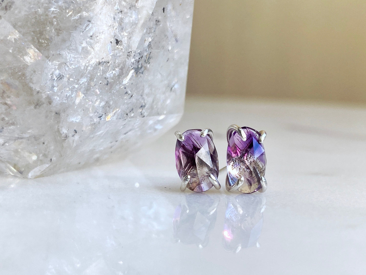 Rose Cut Amethyst Earrings