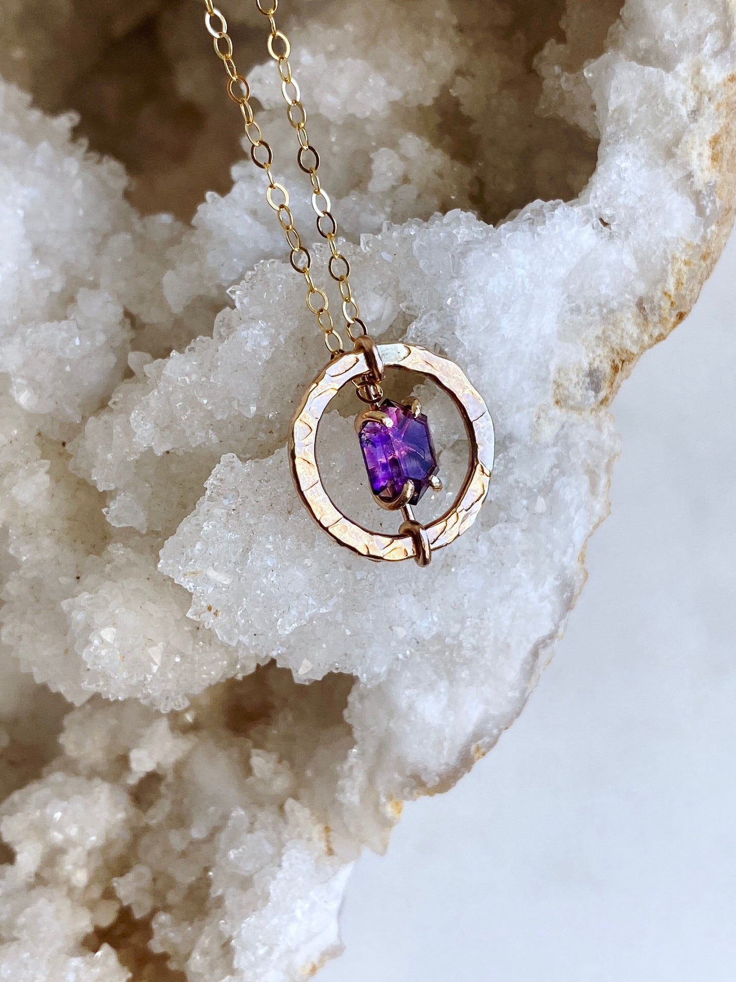 Gold + Rose Cut Amethyst Necklace
