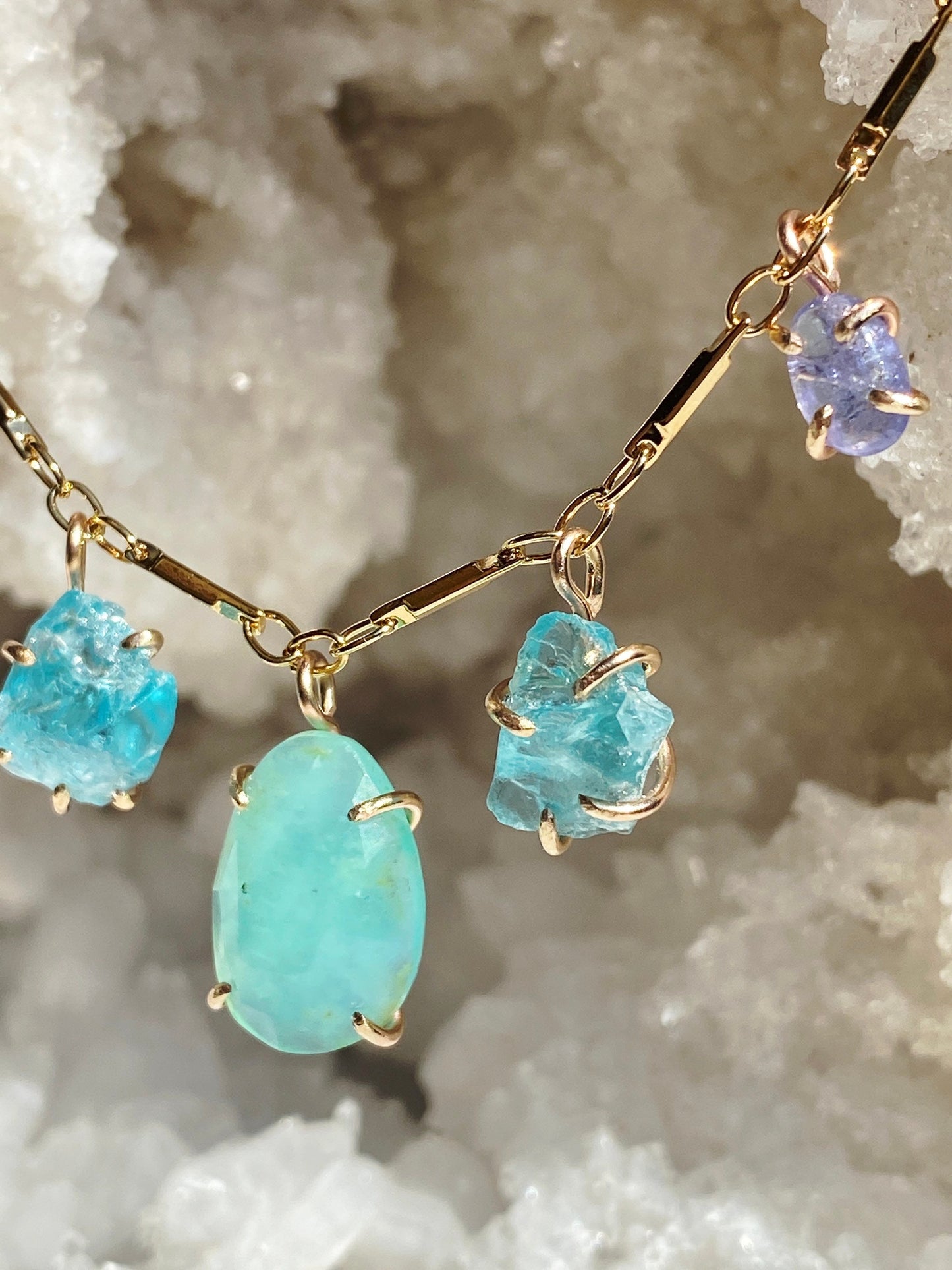 Peruvian Opal + Apatite + Tanzanite Necklace