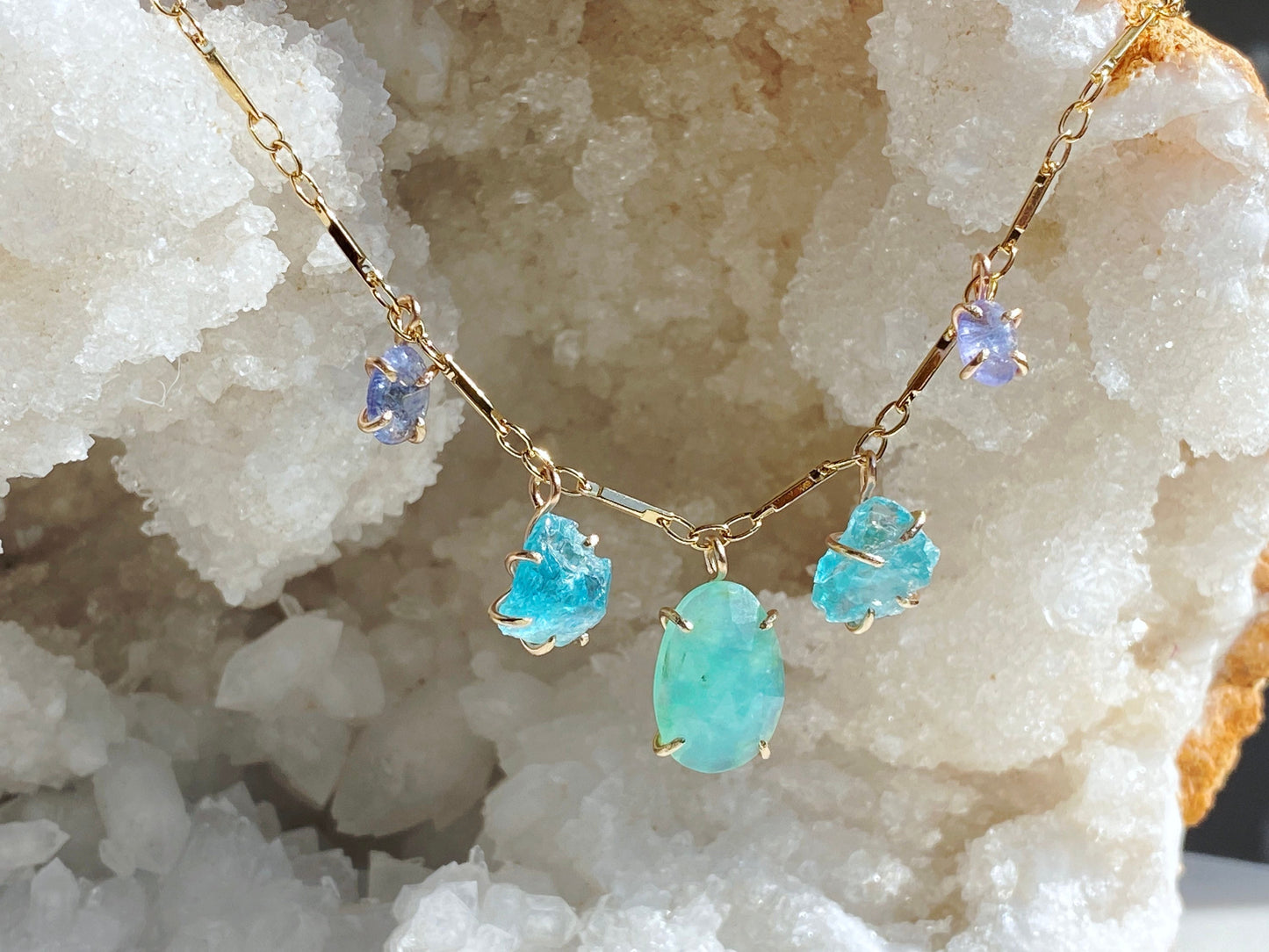 Peruvian Opal + Apatite + Tanzanite Necklace