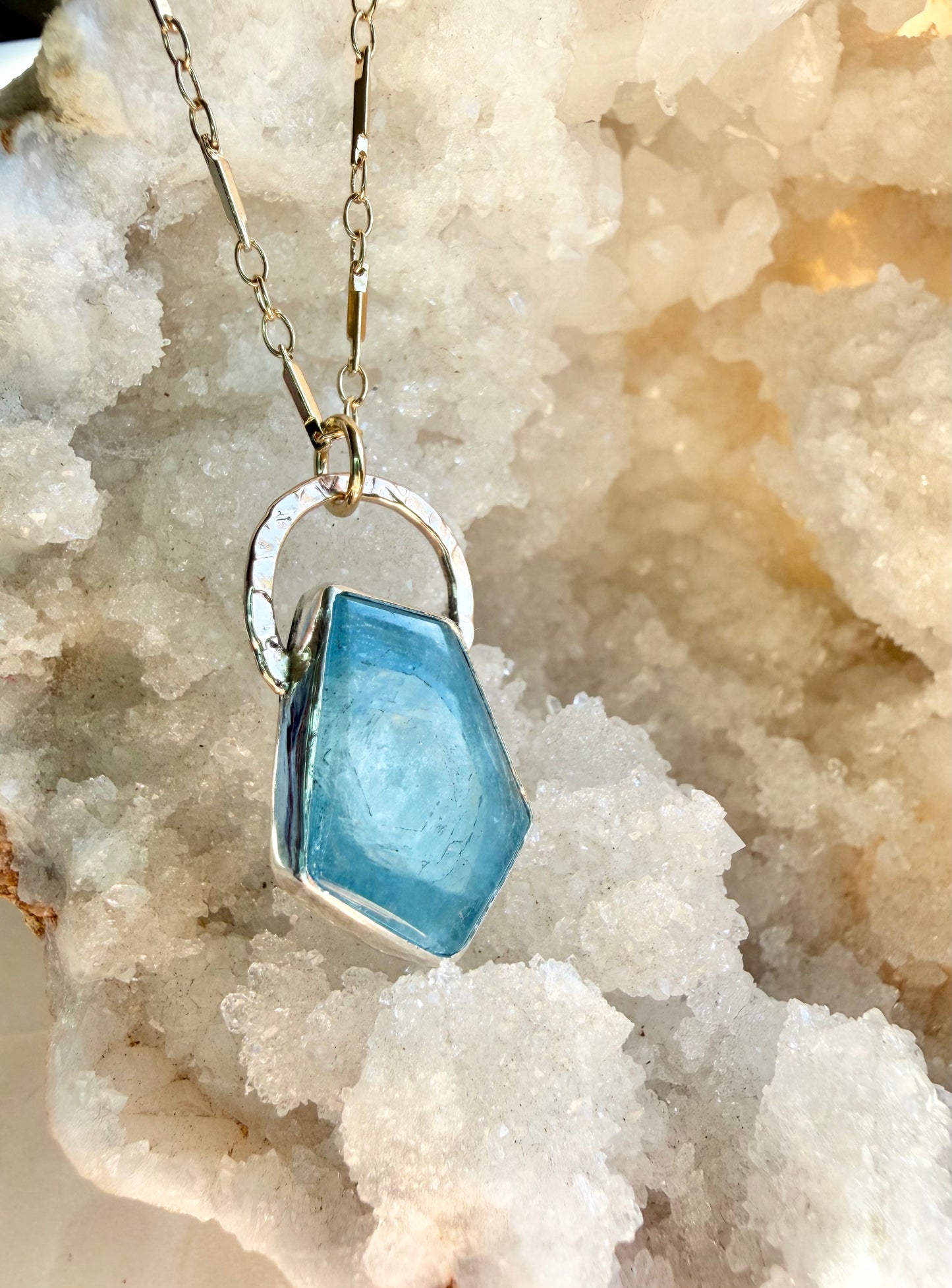 Aquamarine Slice Necklace