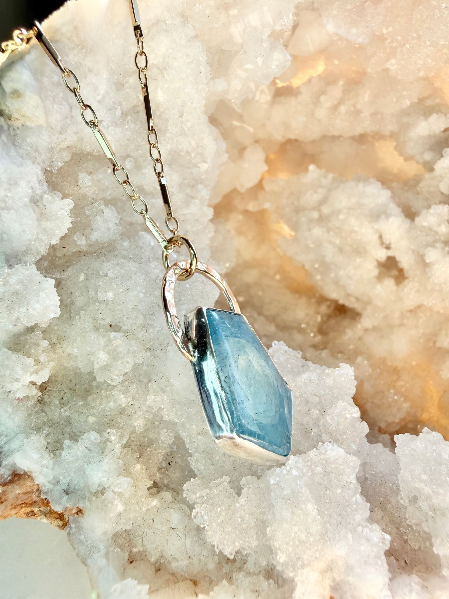 Aquamarine Slice Necklace
