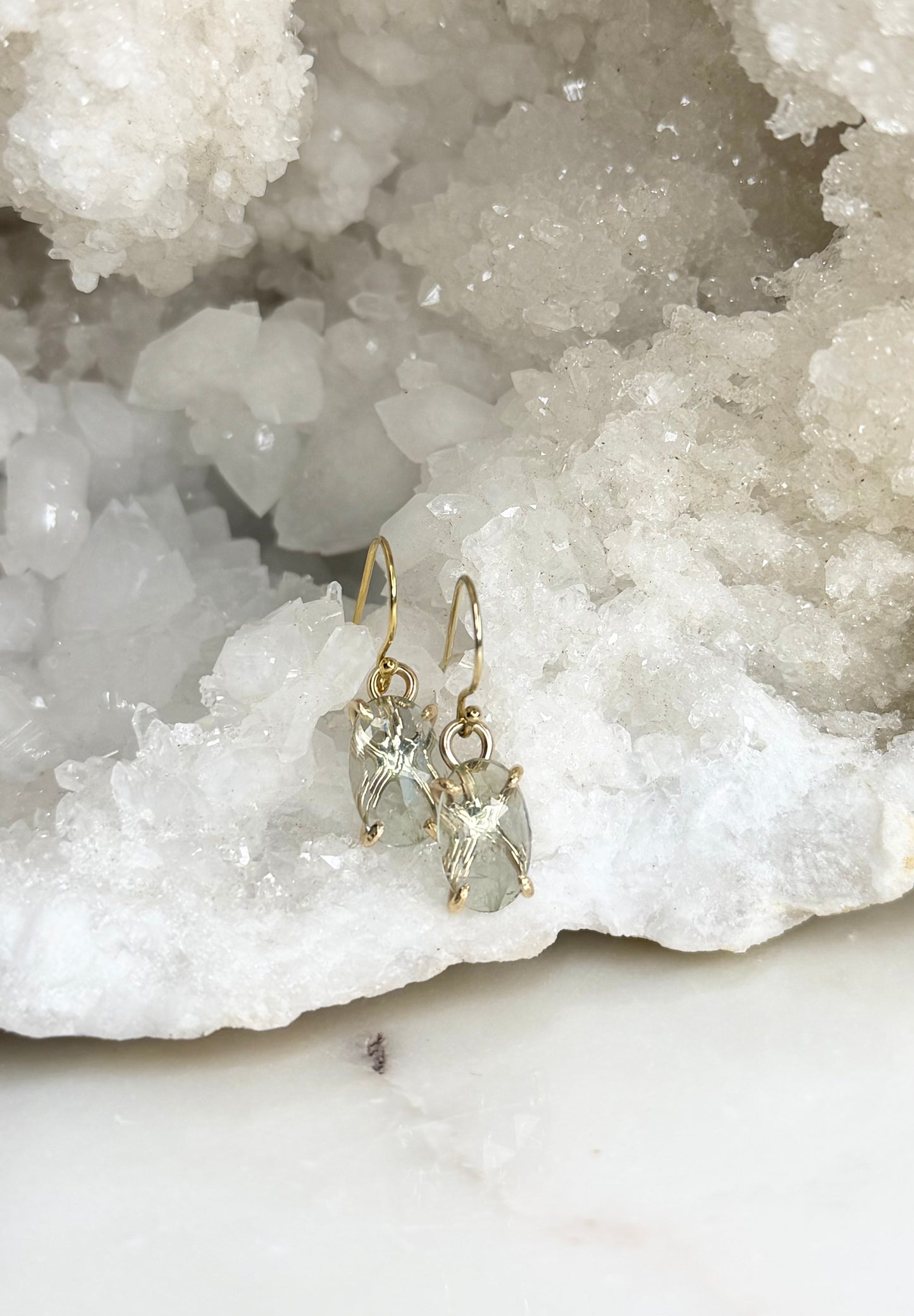 Pale Green Sunstone Earrings