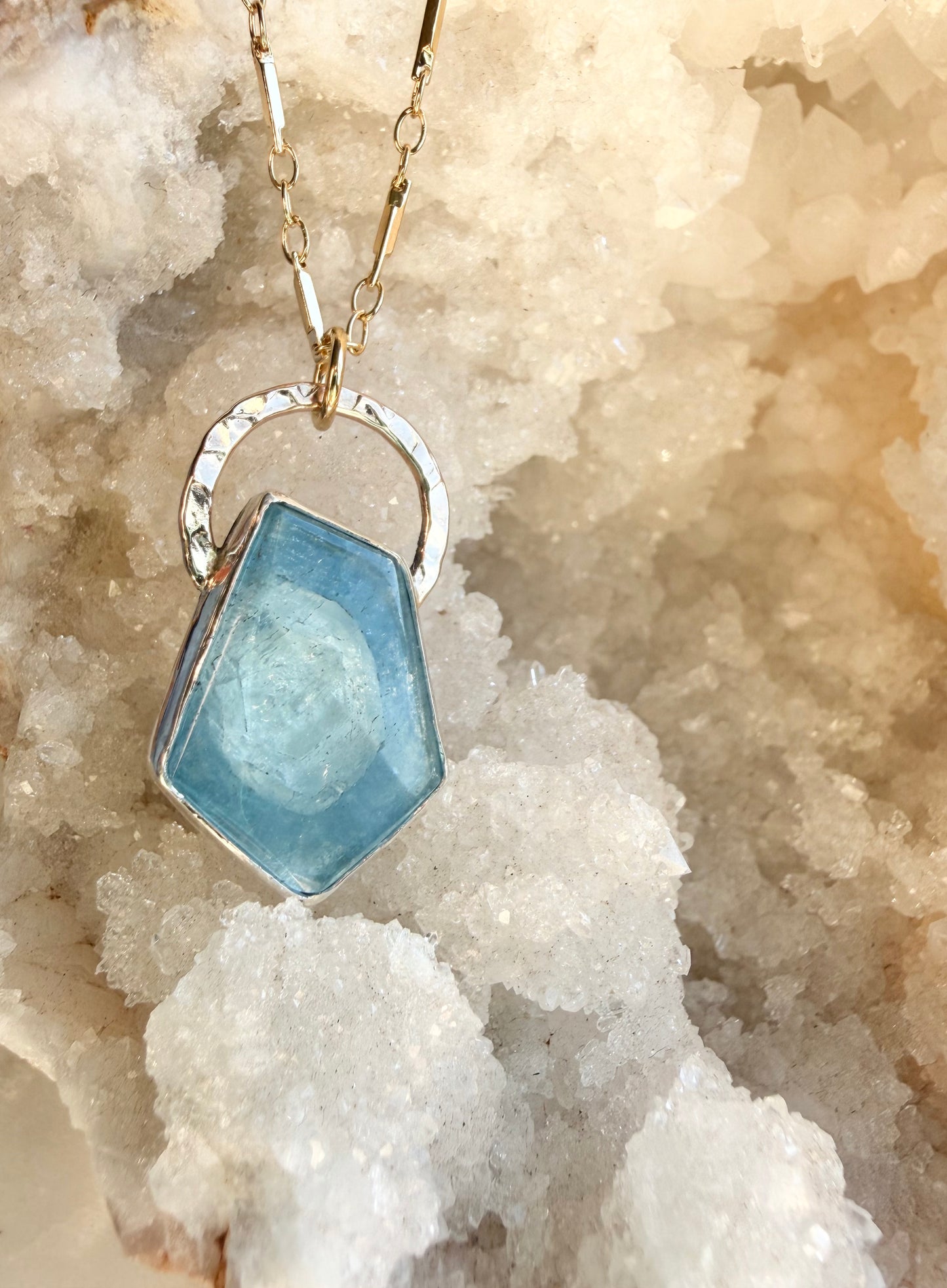 Aquamarine Slice Necklace