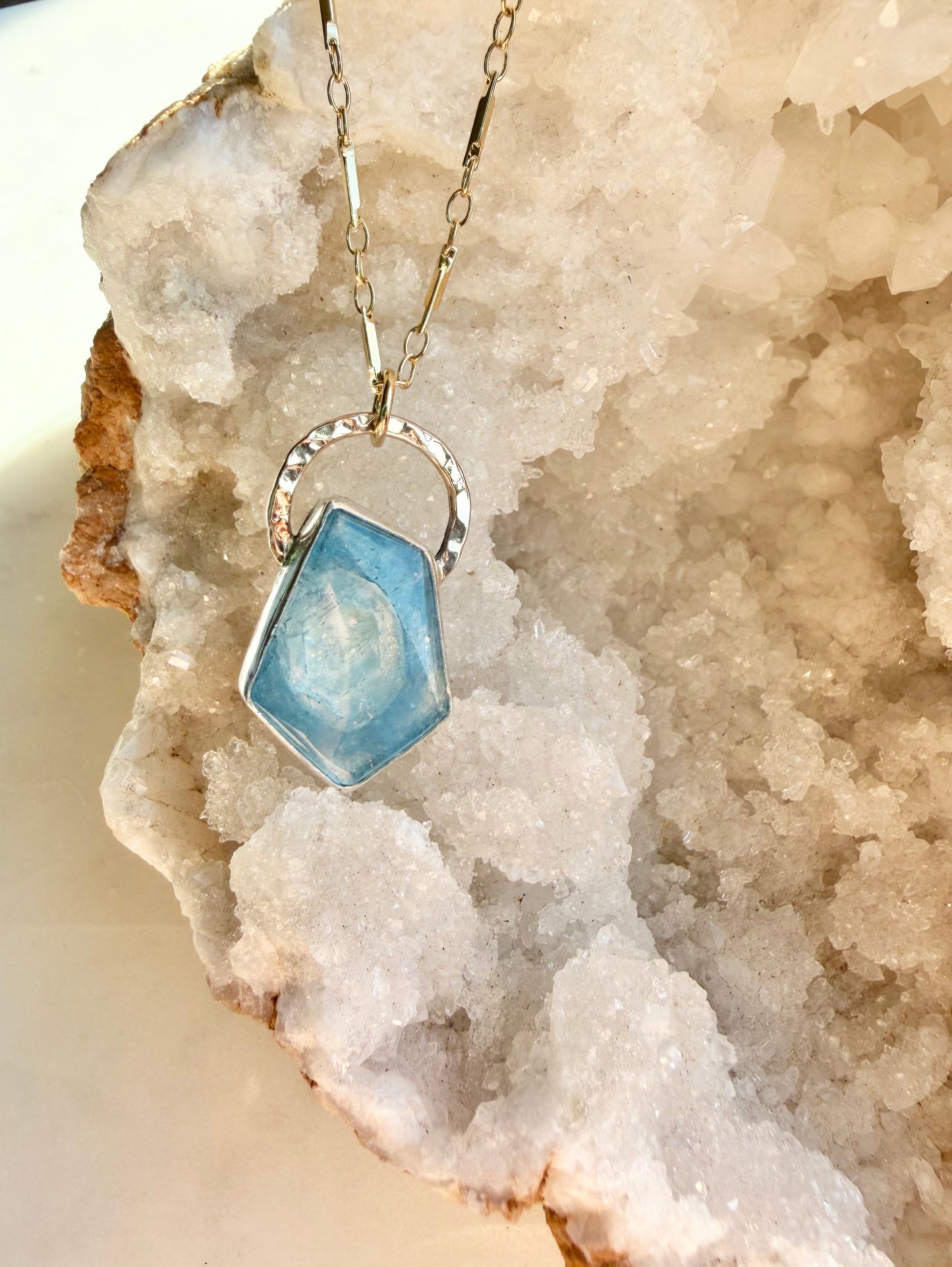 Aquamarine Slice Necklace