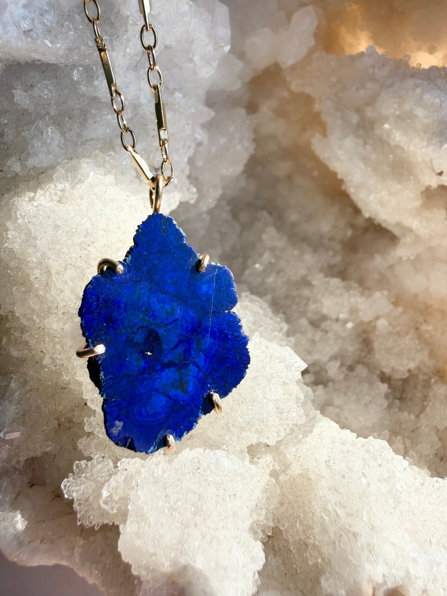 Raw Azurite Slice Necklace