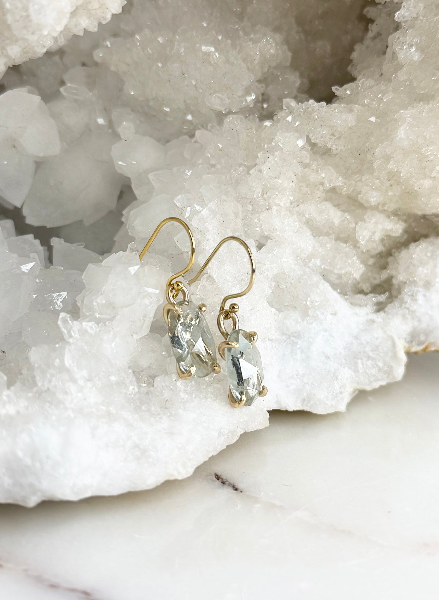 Pale Green Sunstone Earrings