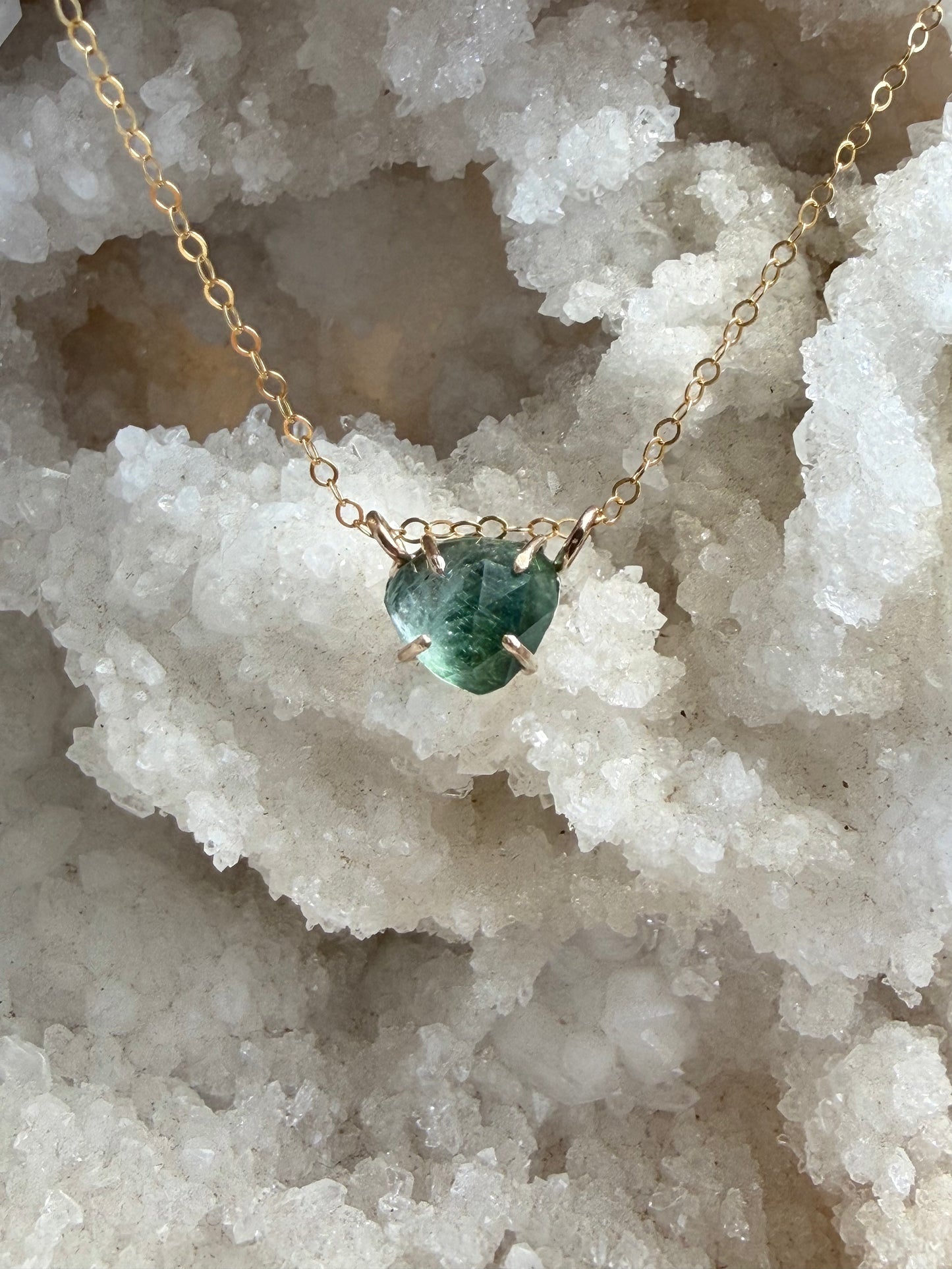 Rose Cut Green Tourmaline Necklace