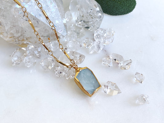 Aquamarine + Gold Necklace