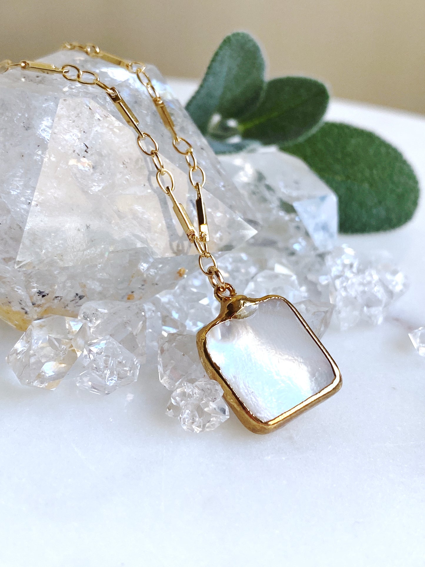 Square Mother of Pearl Necklace