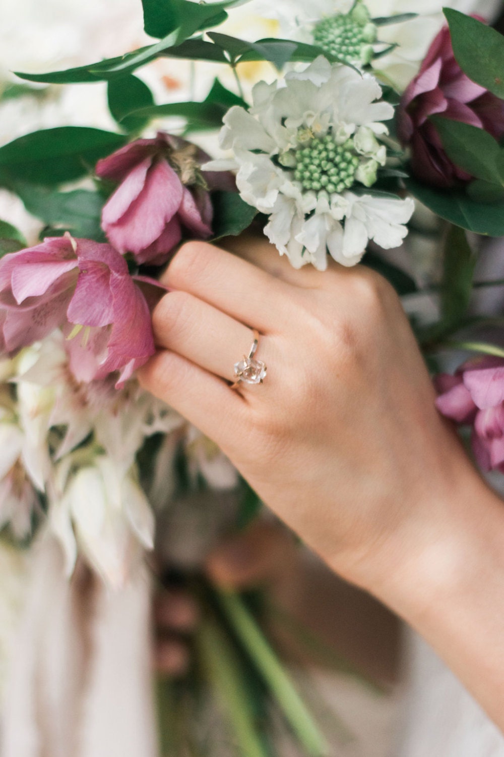 Herkimer Diamond Ring in Solid Yellow Gold