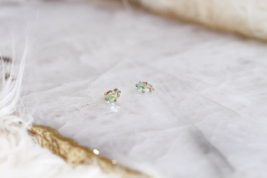 Bicolor Emerald Stud Earrings