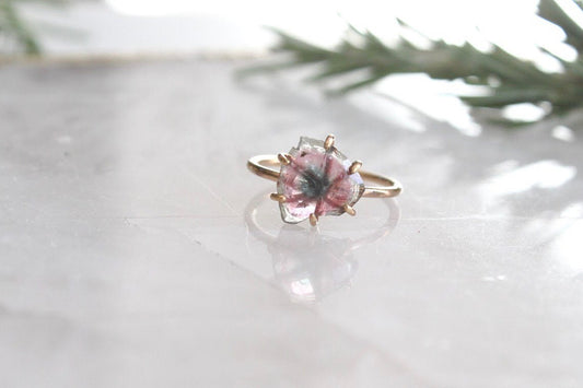 Rose Cut Blue + Pink Tourmaline Ring