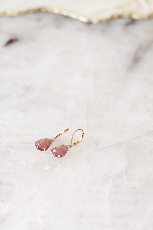 Pink Rose Cut Tourmaline Earrings