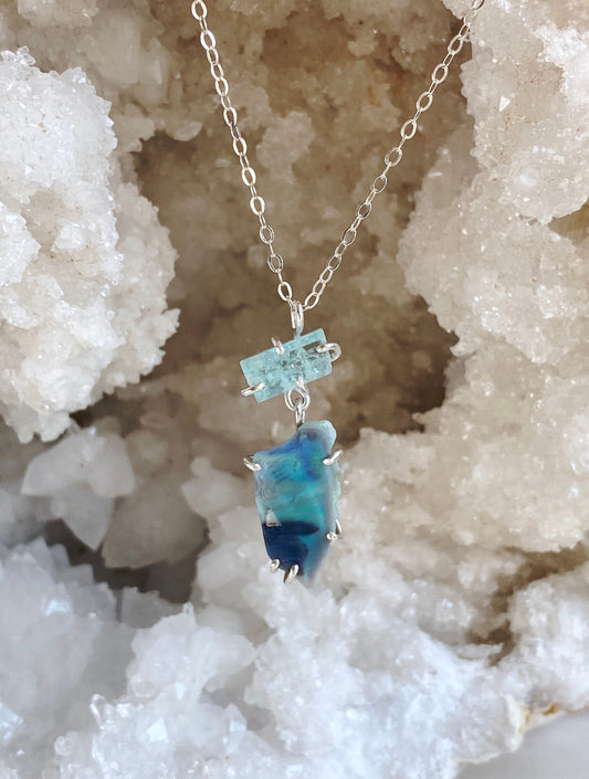 Aquamarine + Australian Opal Necklace