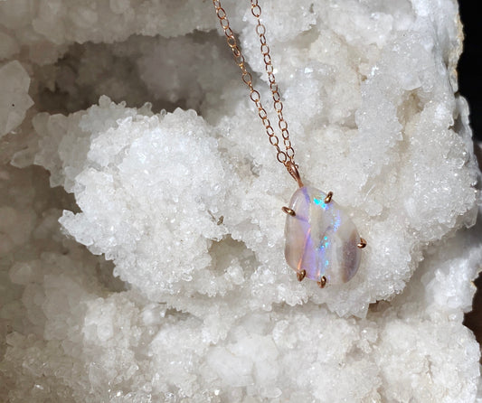 Australian Opal Necklace in Rose Gold