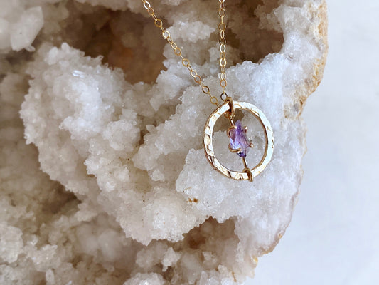 Gold + Rough Amethyst Necklace